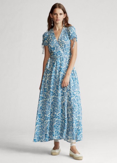 Women's Polo Ralph Lauren Floral Crepe Wrap Dresses | 305648YUC